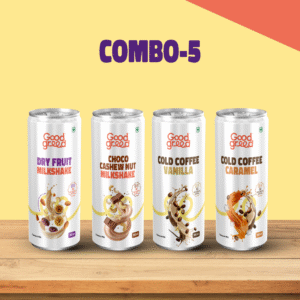 <p> Dry Fruit Milk Shake 180ML, Choco Cashew Nut Milk Shake, Cold Coffee Vanilla 180ML and Cold Coffee Caramel 180ML</p>