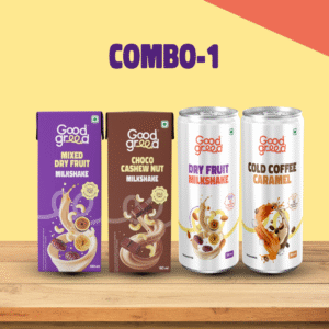 <p>Mixed Dry Fruit Milk Shake, Choco Cashew Nut Milk Shake, Dry Fruit Milk Shake 180ML and Cold Coffee Caramel 180ML</p>